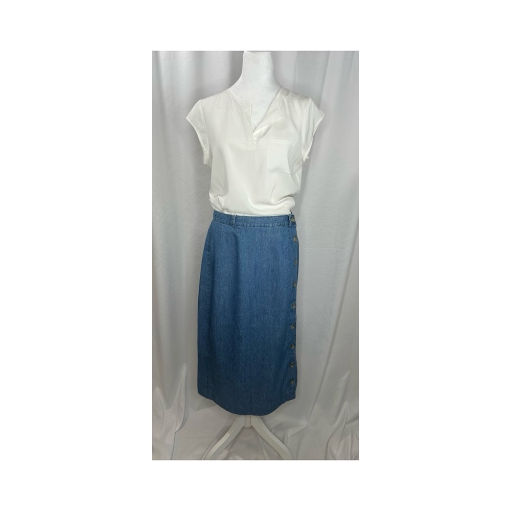 Vintage Van Heusen Long Denim Blue Skirt Size 10 Women
